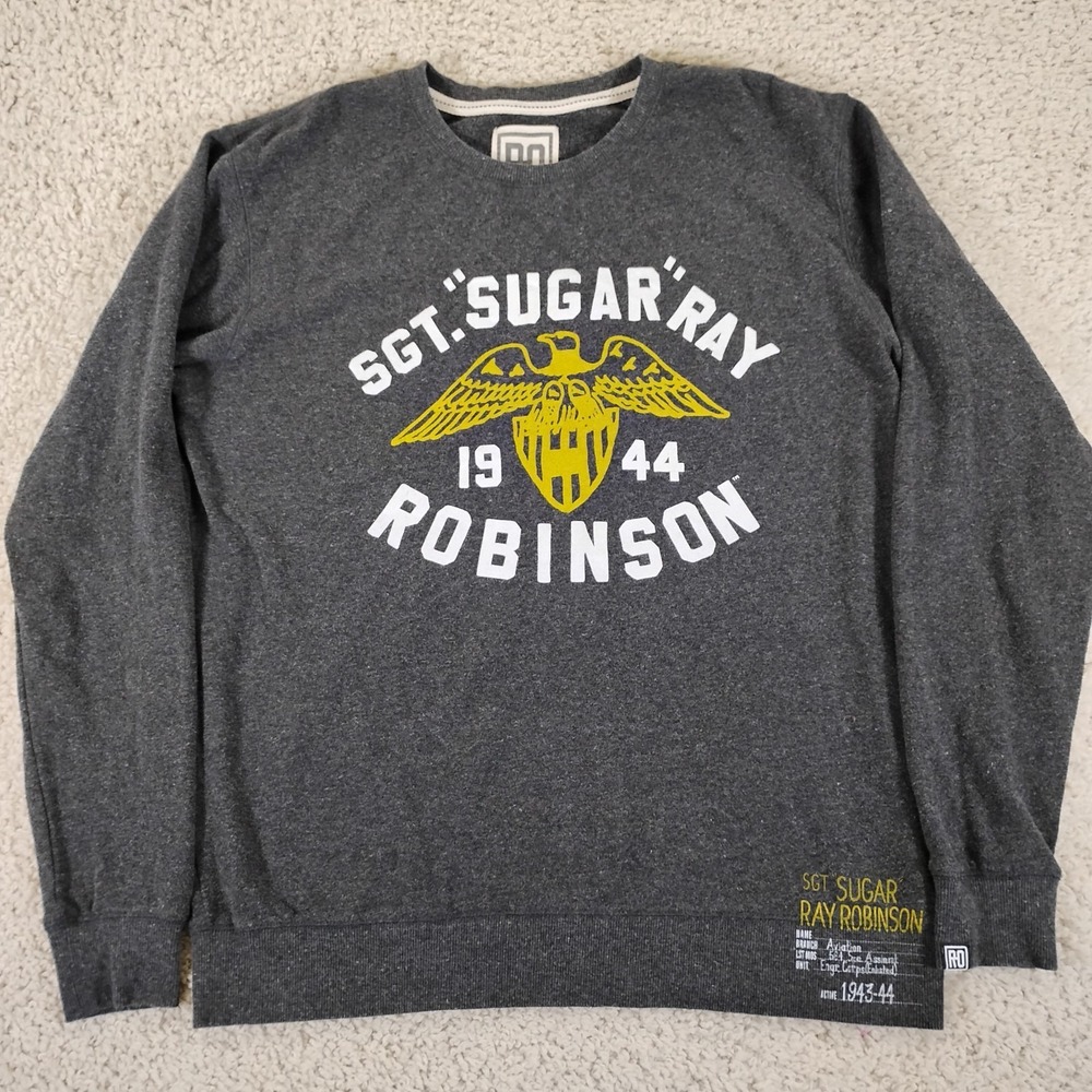 Roots Of Fight Sweatshirt Mens XL Gray Sugar Ray Robinson Army Boxing Tri Blend